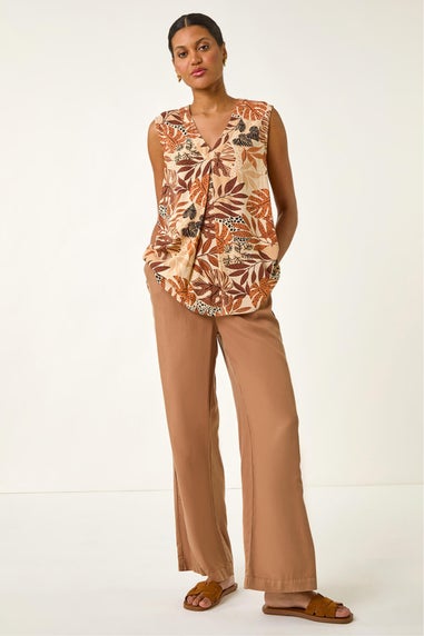 Roman Mocha Leaf V-neck Vest Top
