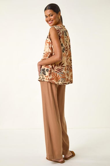 Roman Mocha Leaf V-neck Vest Top