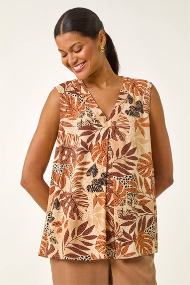 Roman Mocha Leaf V-neck Vest Top