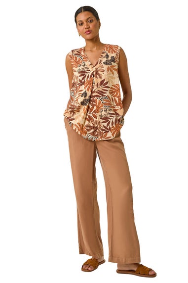 Roman Mocha Leaf V-neck Vest Top