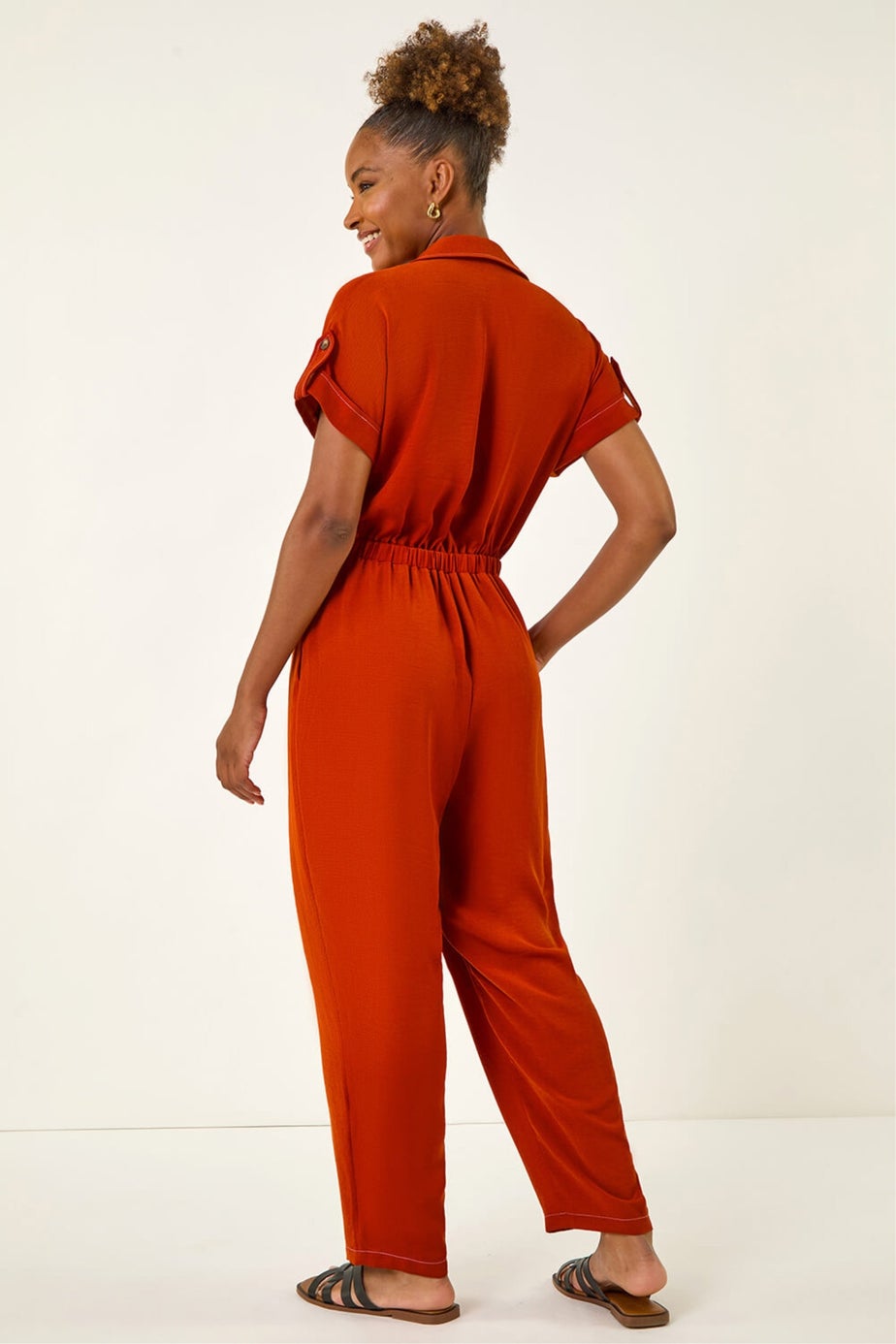 Roman Rust Utility Buttoned Jumpsuit
