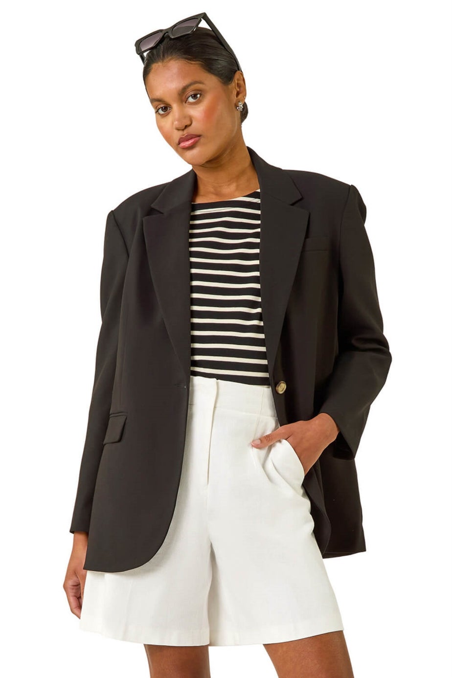 Roman Black Single Breasted Smart Blazer