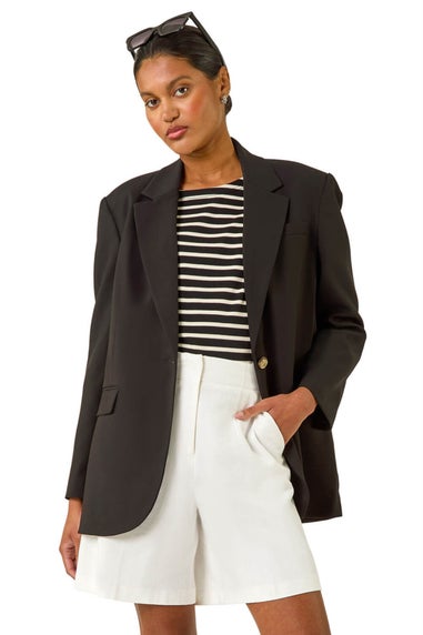 Roman Black Single Breasted Smart Blazer