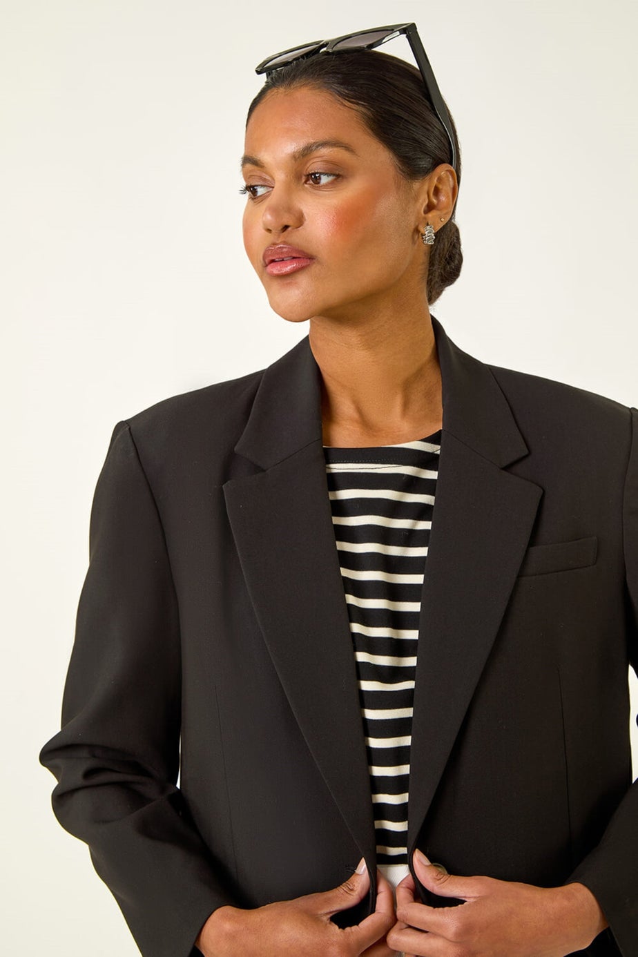 Roman Black Single Breasted Smart Blazer