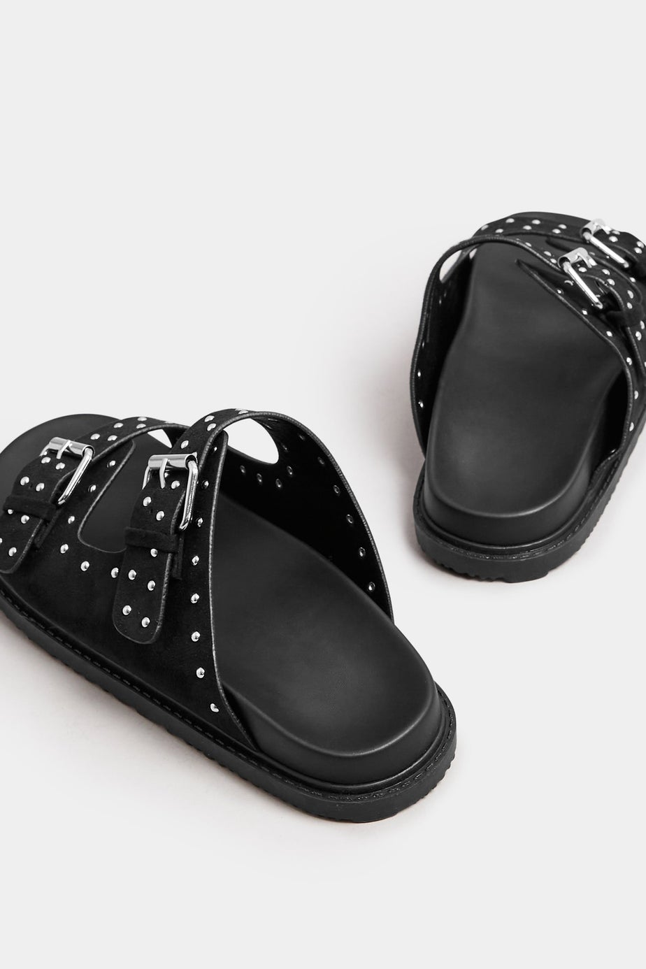 Yours Black Studded Buckle Strap Sandals In Extra Wide EEE Fit