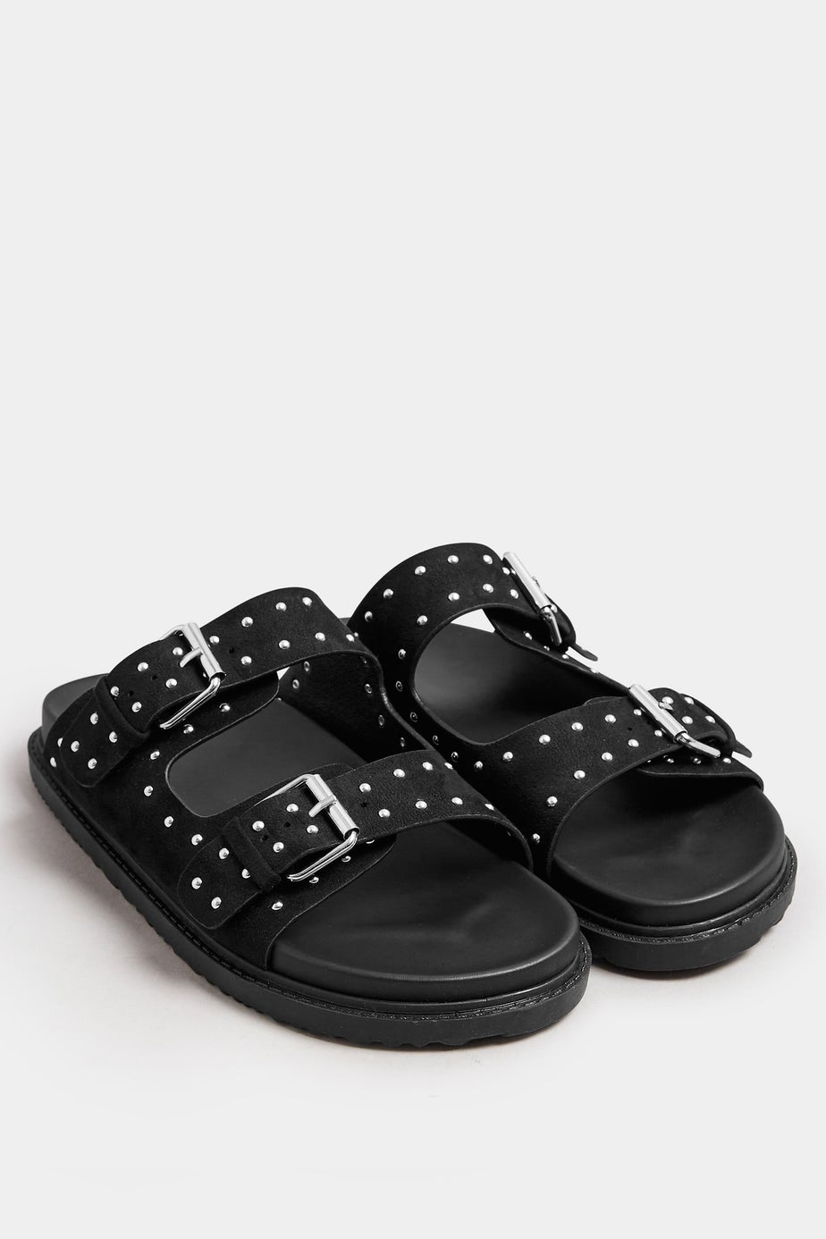 Yours Black Studded Buckle Strap Sandals In Extra Wide EEE Fit