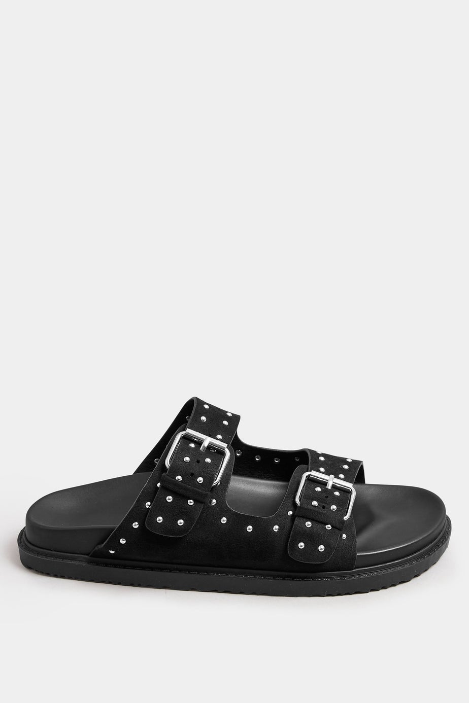 Yours Black Studded Buckle Strap Sandals In Extra Wide EEE Fit