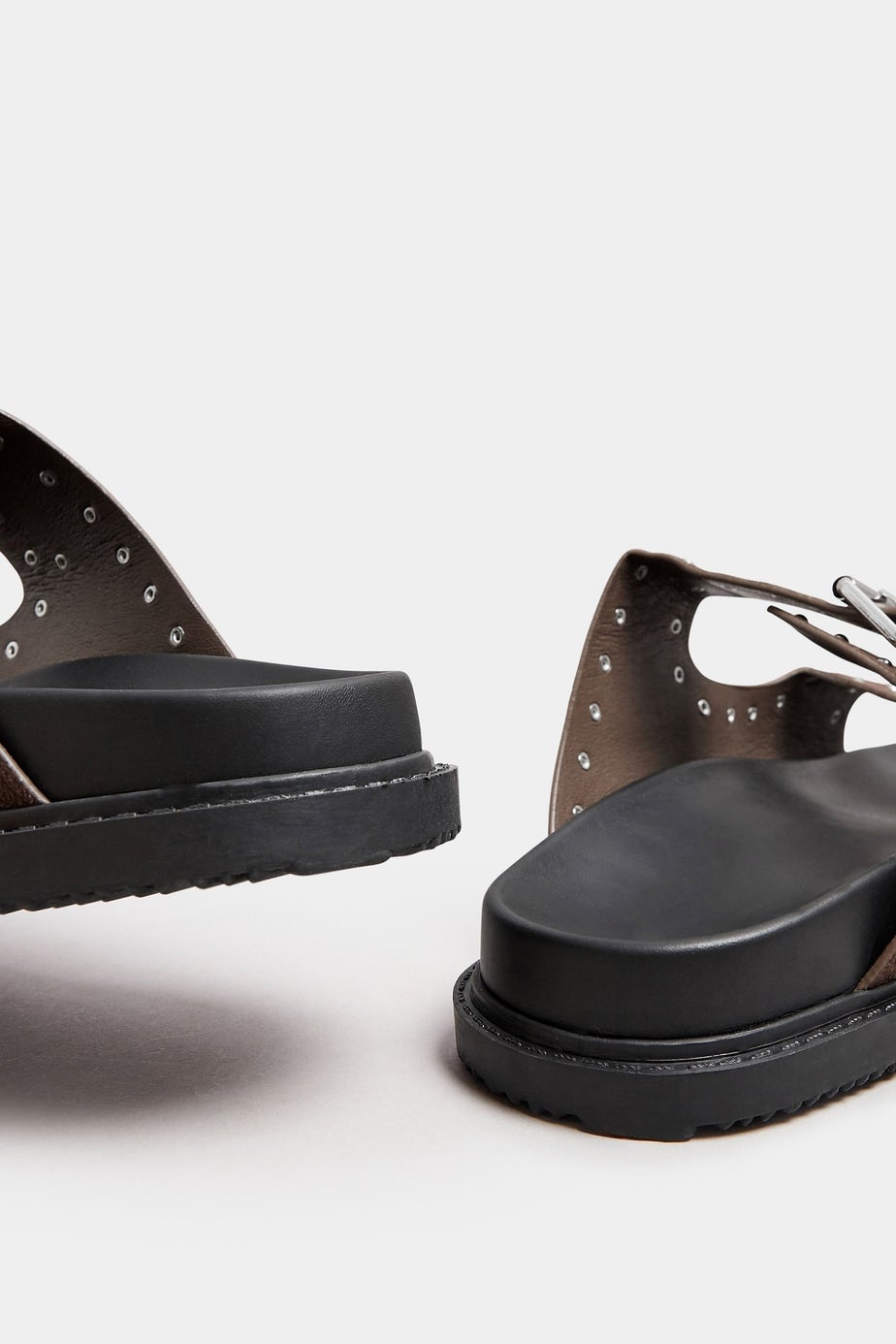 Yours Brown Studded Buckle Strap Sandals In Extra Wide EEE Fit