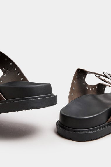 Yours Brown Studded Buckle Strap Sandals In Extra Wide EEE Fit
