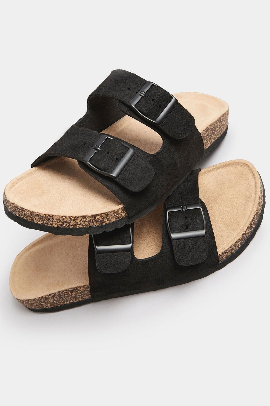 Yours Black Faux Suede Buckle Strap Sandals In Extra Wide EEE Fit