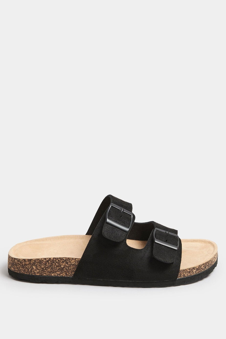 Yours Black Faux Suede Buckle Strap Sandals In Extra Wide EEE Fit