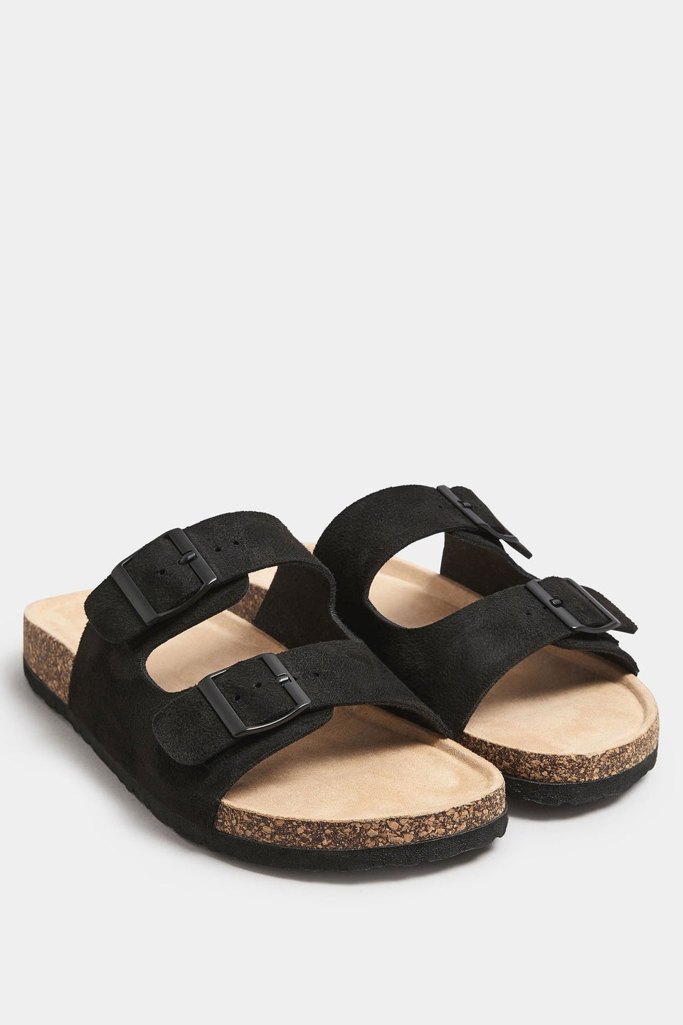 Yours Black Faux Suede Buckle Strap Sandals In Extra Wide EEE Fit