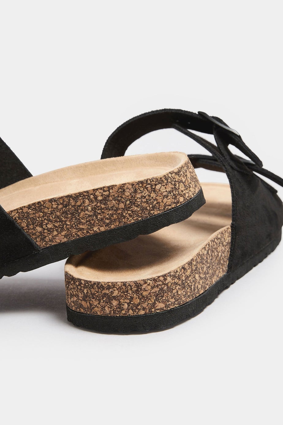 Yours Black Faux Suede Buckle Strap Sandals In Extra Wide EEE Fit