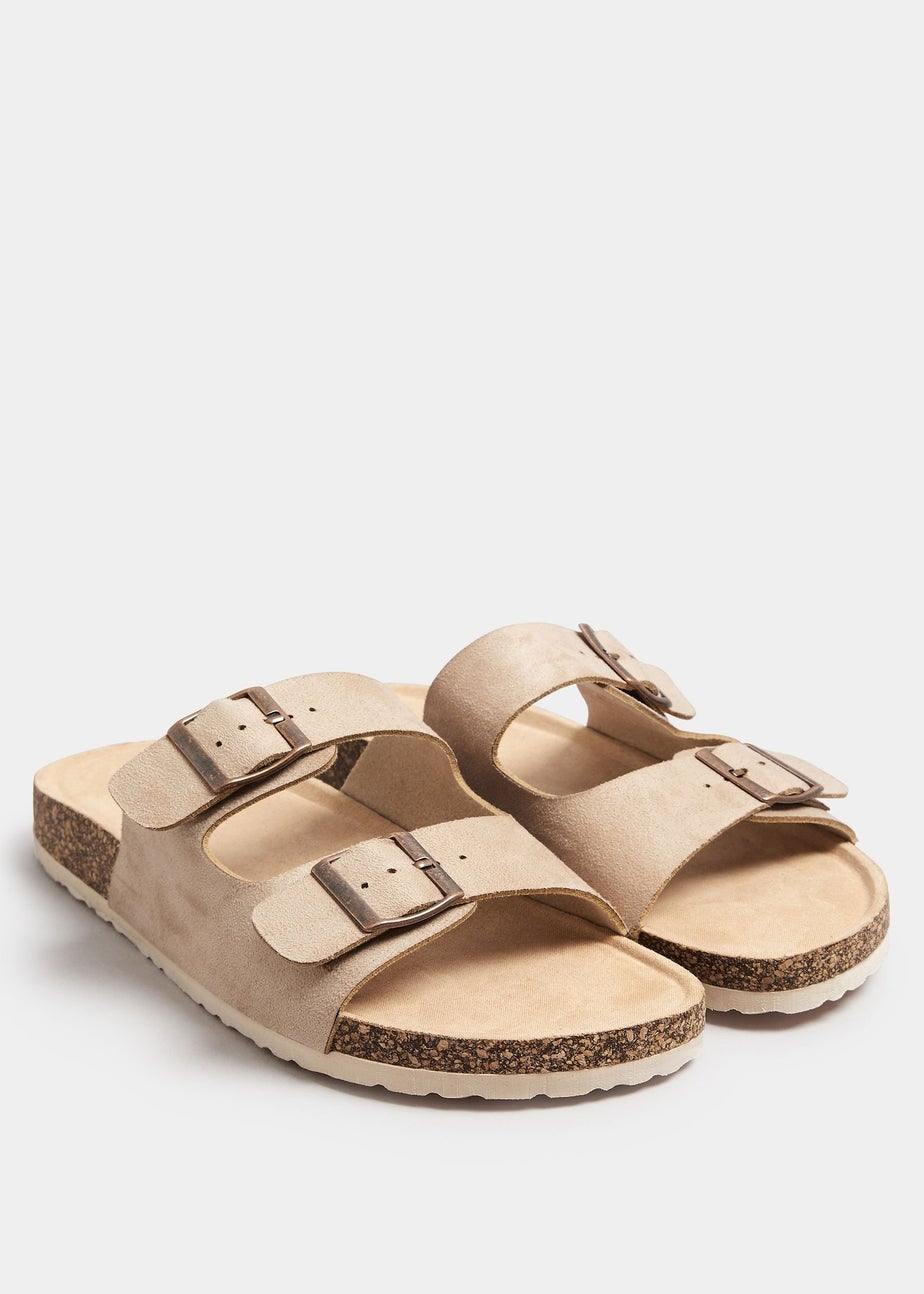 Yours Natural Brown Faux Suede Buckle Strap Sandals In Extra Wide EEE Fit