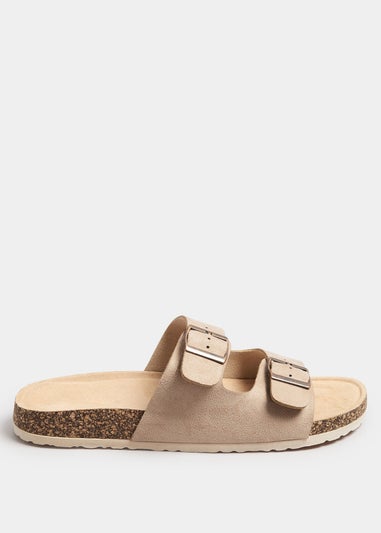 Yours Natural Brown Faux Suede Buckle Strap Sandals In Extra Wide EEE Fit