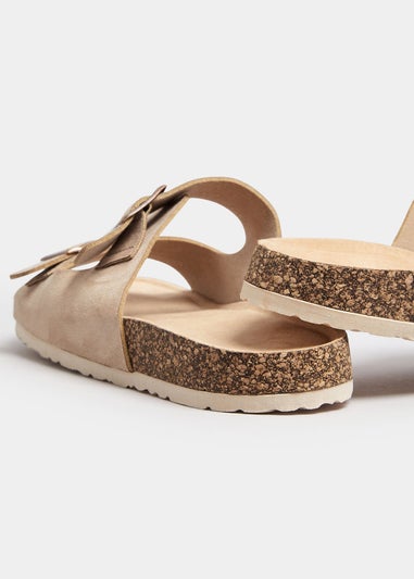 Yours Natural Brown Faux Suede Buckle Strap Sandals In Extra Wide EEE Fit