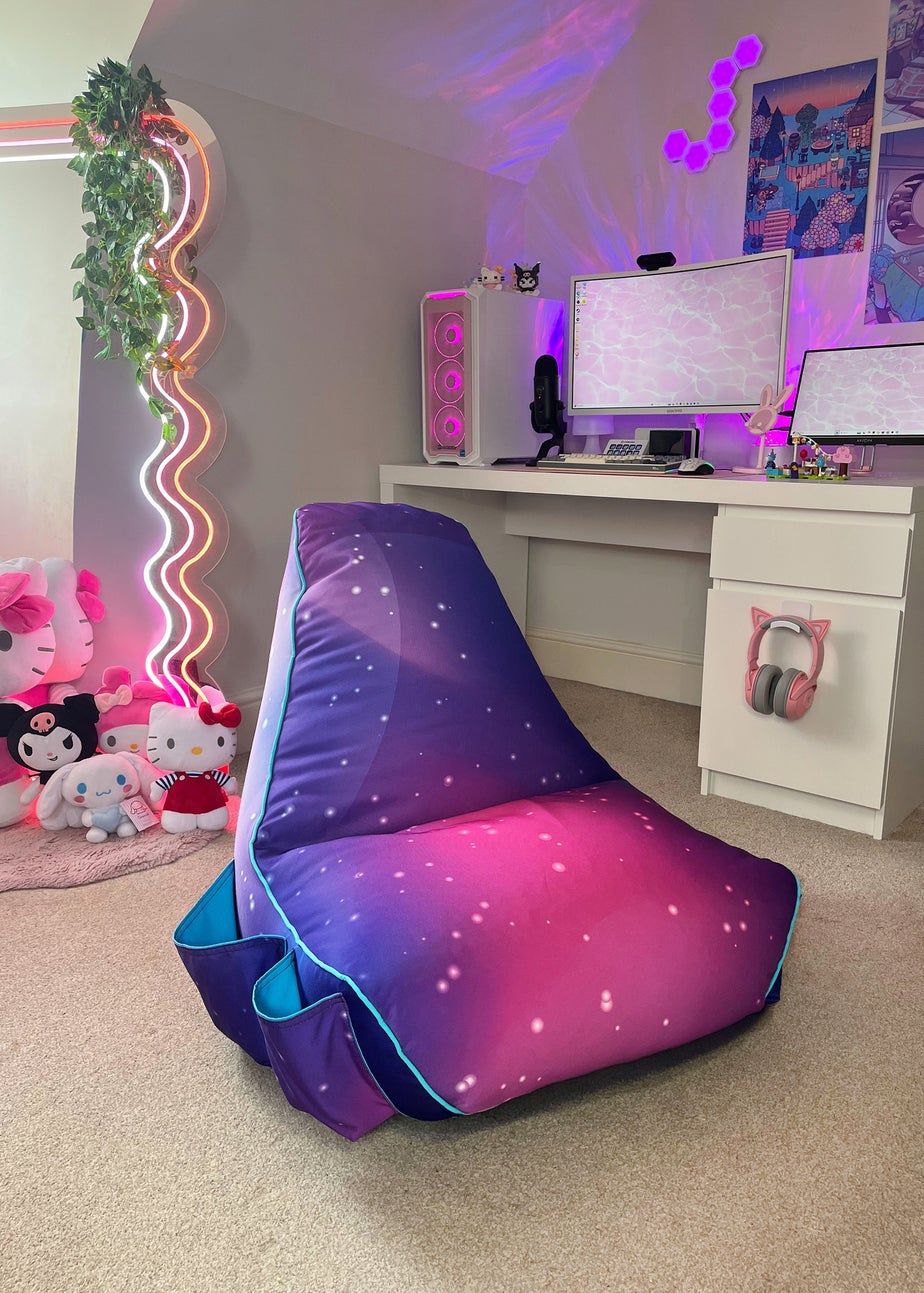 rucomfy Purple Galaxy Kids Gaming Bean Bag Chair
