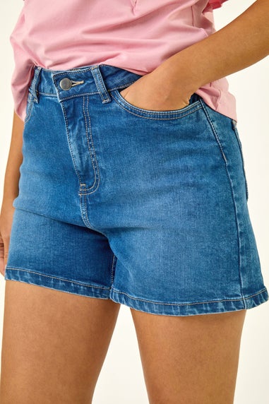Dusk Denim High Waisted Denim Stretch Shorts