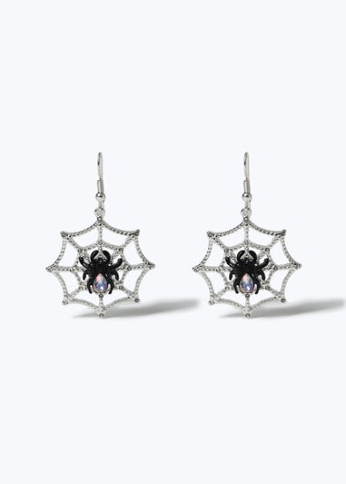 Muse Silver Halloween Spider Web Earrings