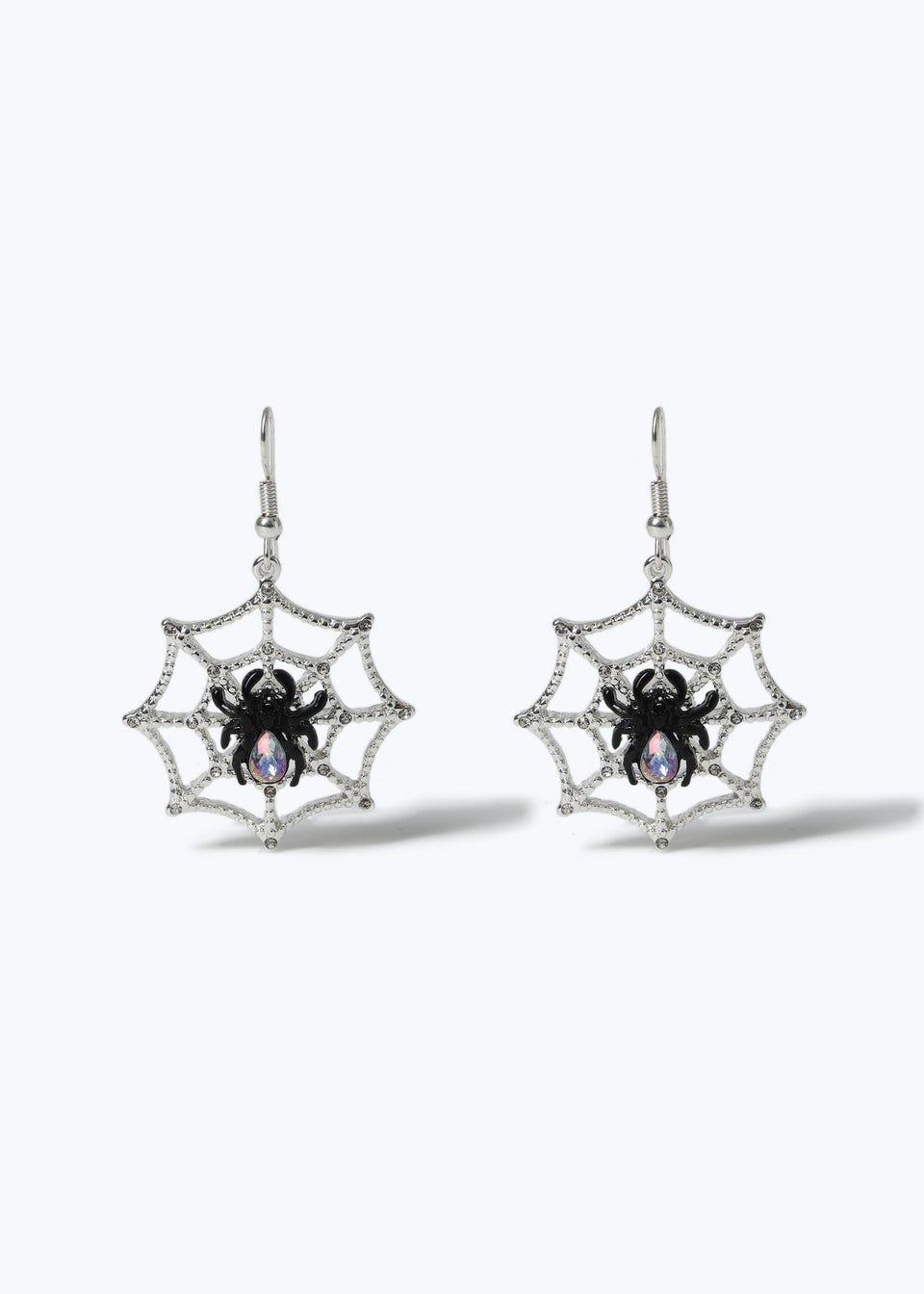 Muse Silver Halloween Spider Web Earrings