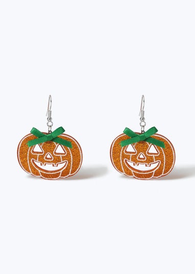 Muse Silver Glitter Pumpkin Earrings