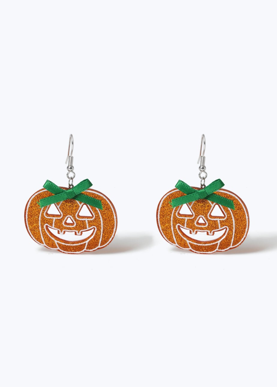 Muse Silver Glitter Pumpkin Earrings