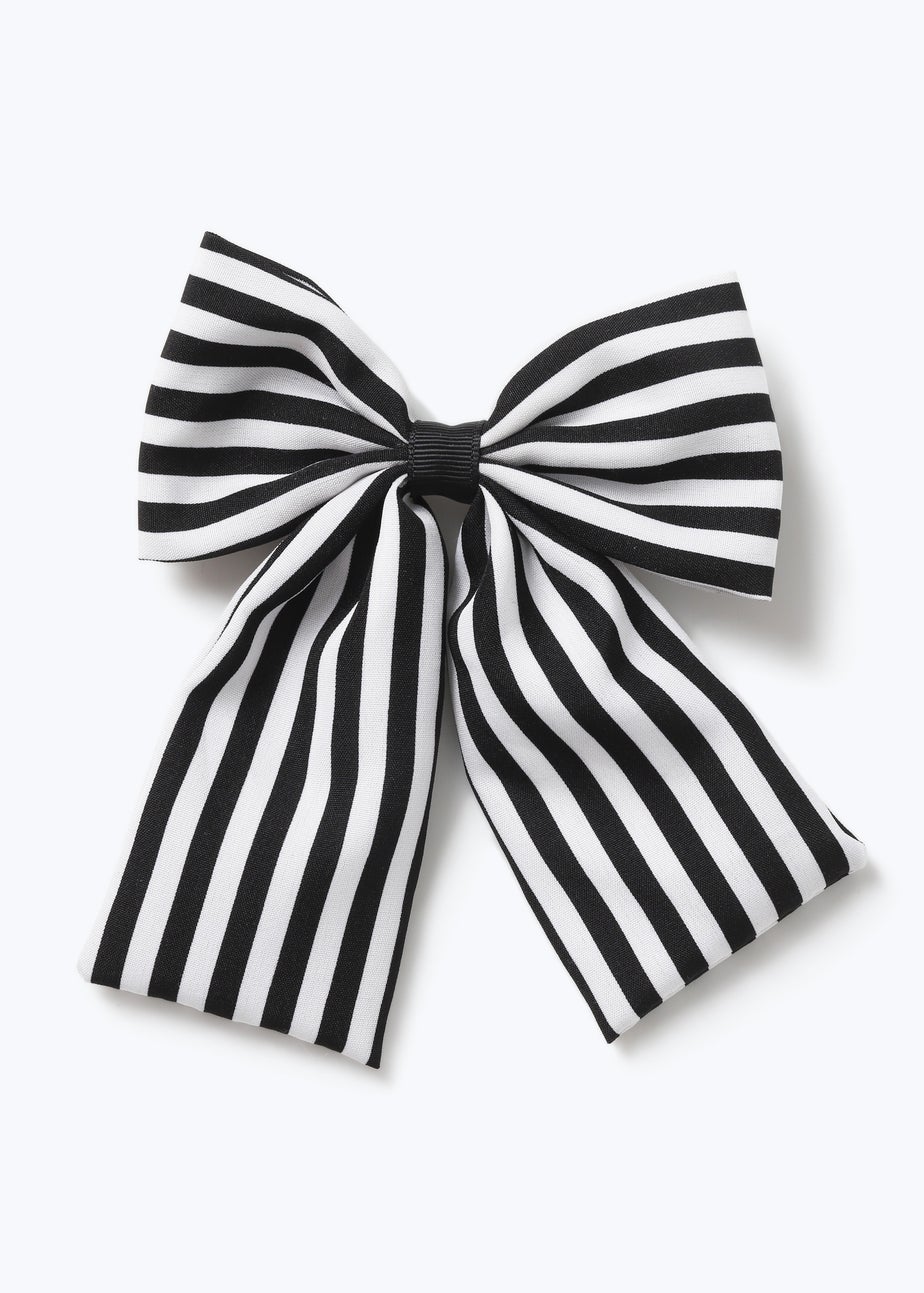 Muse Halloween Pinstripe Bow Clip Black and White