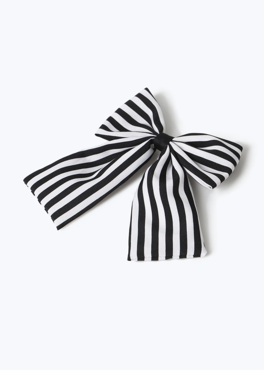Muse Halloween Pinstripe Bow Clip Black and White