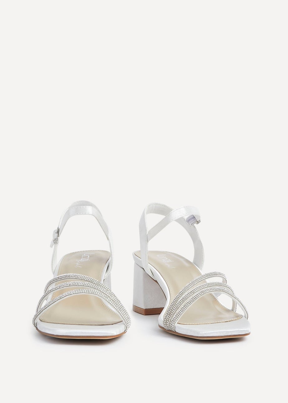 Linzi Mariah Wide Fit Ivory Satin Open Back Heel