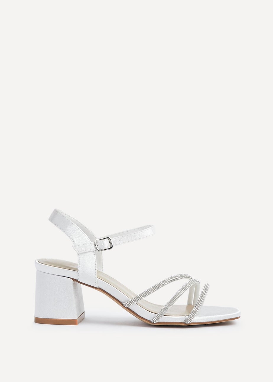 Linzi Mariah Wide Fit Ivory Satin Open Back Heel