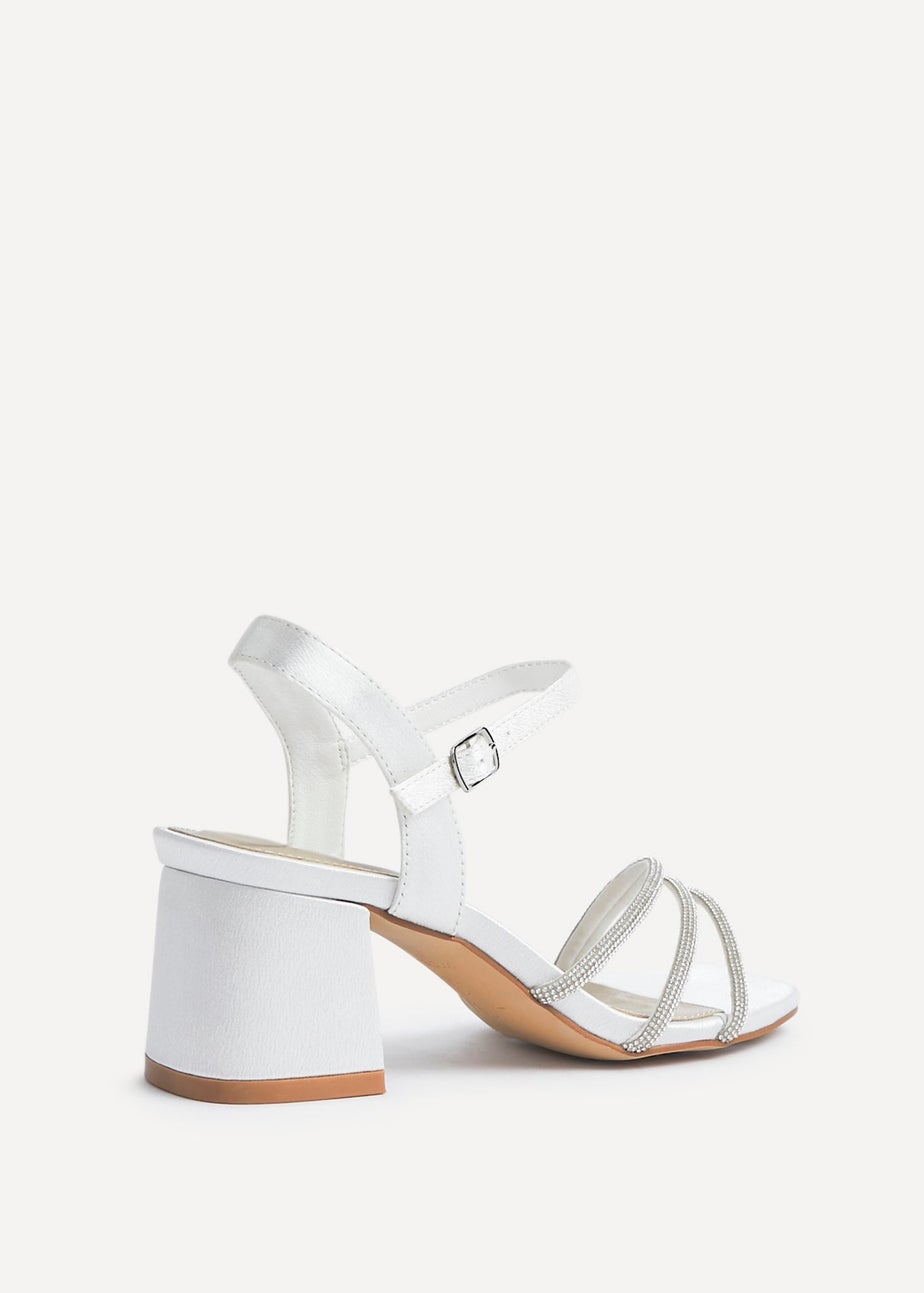 Linzi Mariah Wide Fit Ivory Satin Open Back Heel