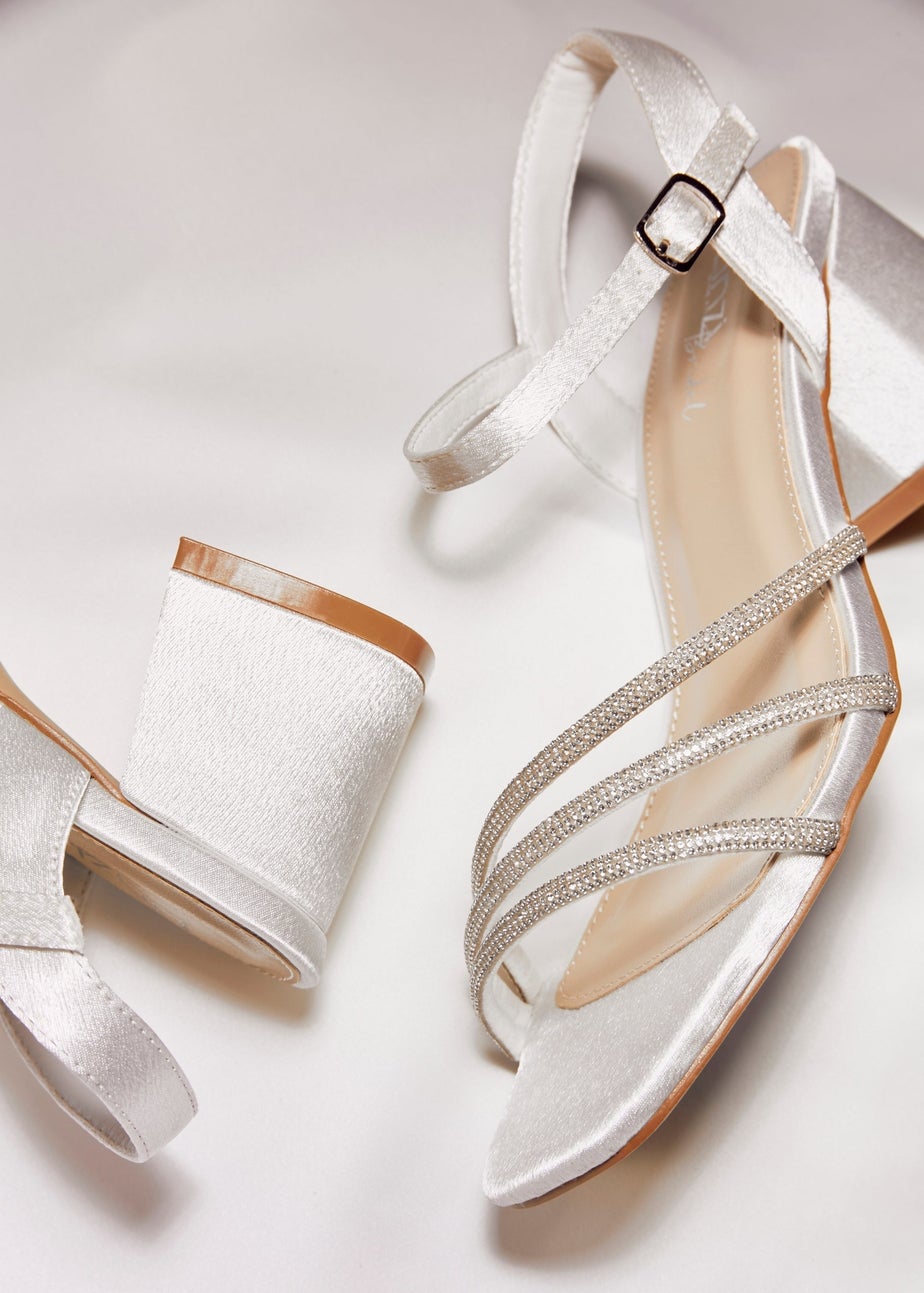 Linzi Mariah Wide Fit Ivory Satin Open Back Heel