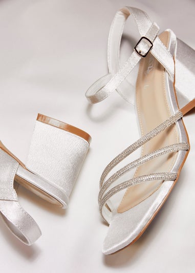 Linzi Mariah Wide Fit Ivory Satin Open Back Heel