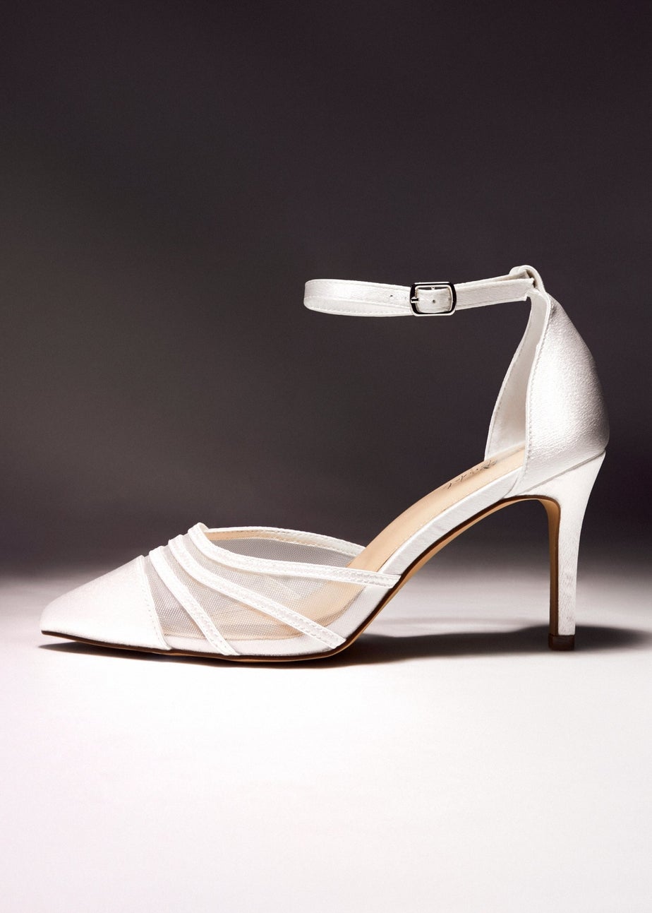 Linzi Tianey Wide Fit Ivory Satin Mesh Stiletto Court Heel