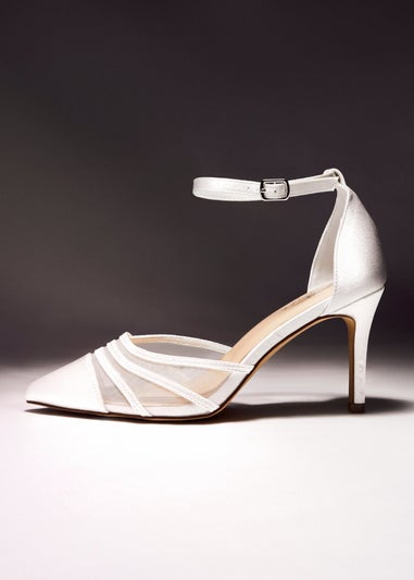 Linzi Tianey Wide Fit Ivory Satin Mesh Stiletto Court Heel