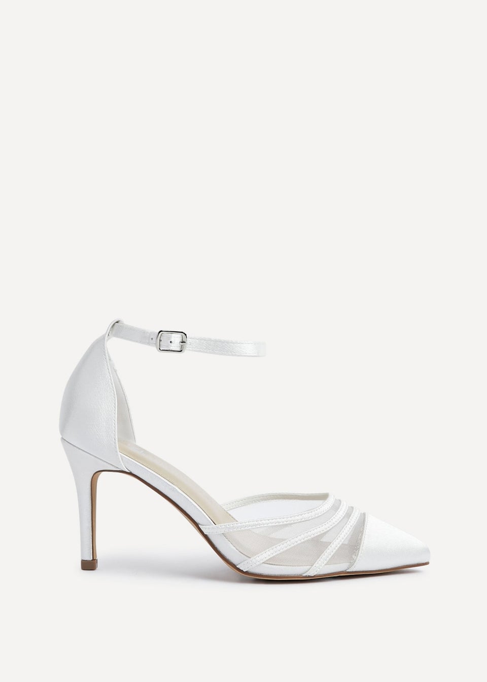Linzi Tianey Wide Fit Ivory Satin Mesh Stiletto Court Heel