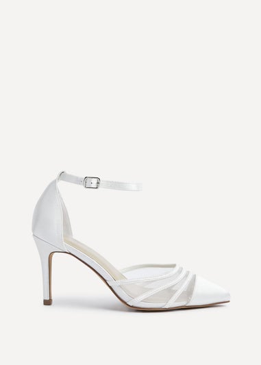 Linzi Tianey Wide Fit Ivory Satin Mesh Stiletto Court Heel