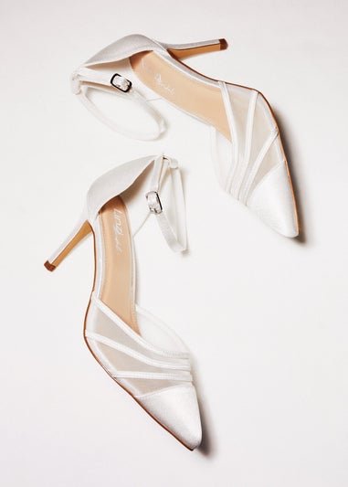 Linzi Tianey Wide Fit Ivory Satin Mesh Stiletto Court Heel