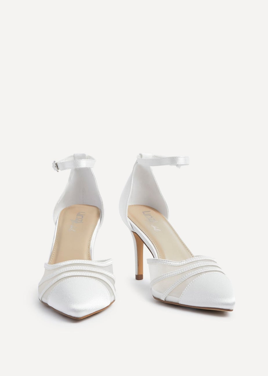 Linzi Tianey Wide Fit Ivory Satin Mesh Stiletto Court Heel