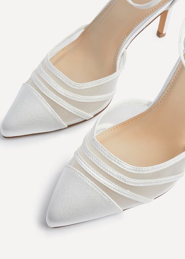 Linzi Tianey Wide Fit Ivory Satin Mesh Stiletto Court Heel