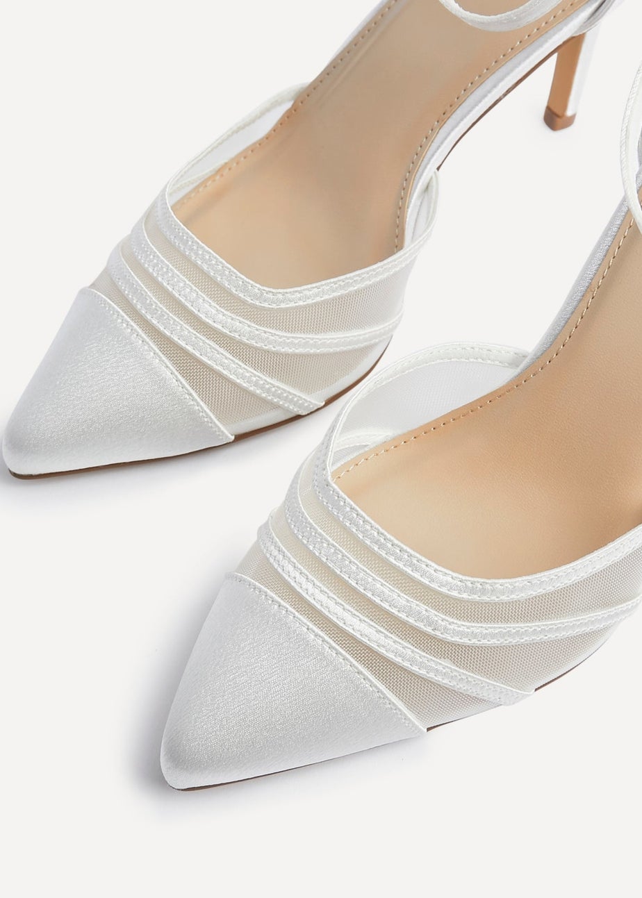 Linzi Tianey Wide Fit Ivory Satin Mesh Stiletto Court Heel