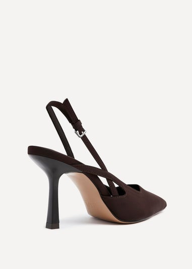Linzi Rhea Brown Scuba Sling Back Court Heels