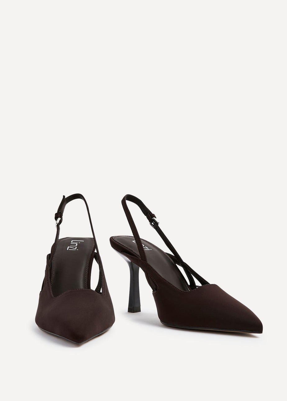 Linzi Rhea Brown Scuba Sling Back Court Heels