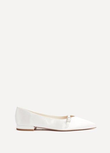 Linzi Engaged Bridal Ivory Satin Ballet Flats