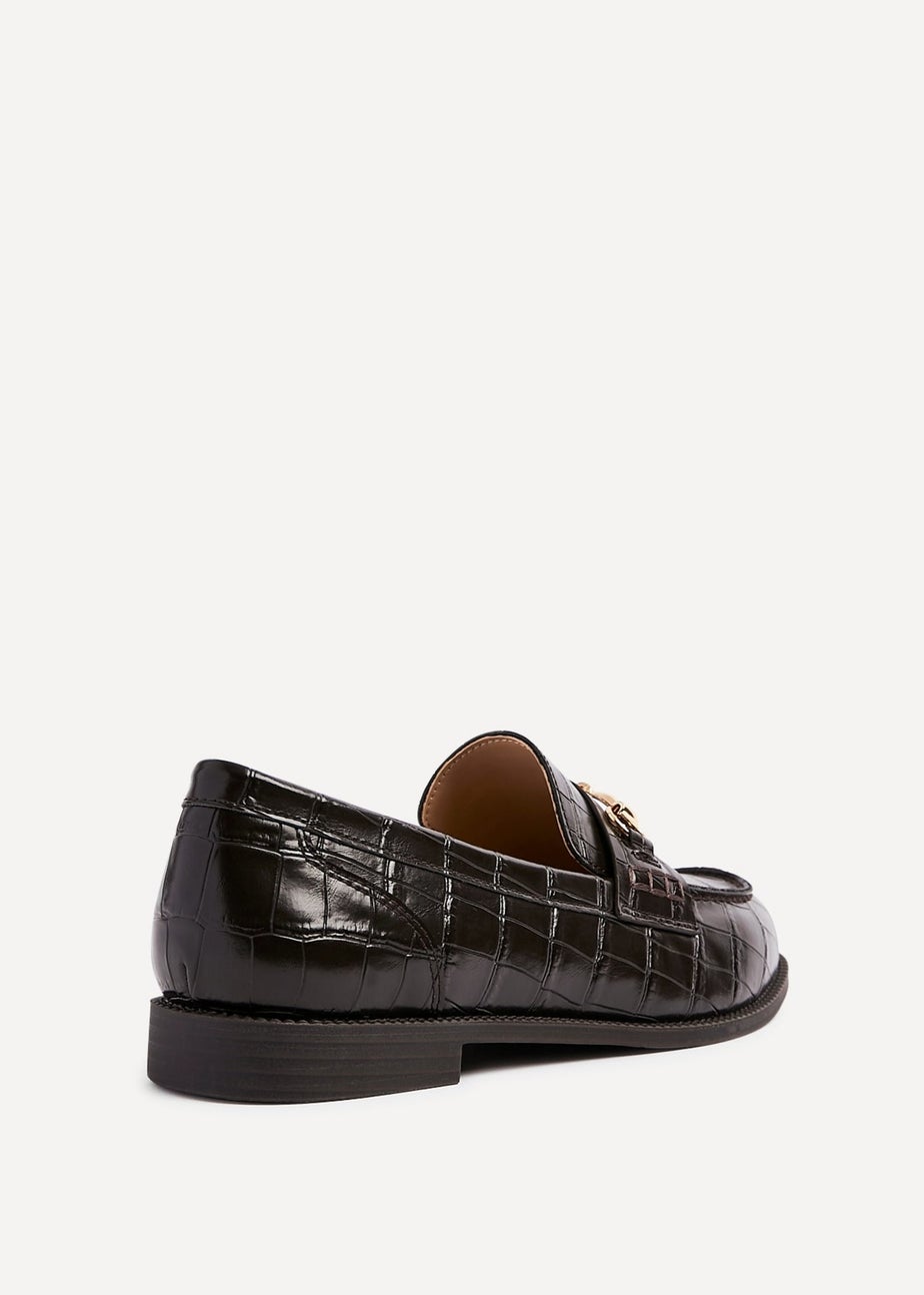 Linzi Maison Brown Faux Croc Patent Leather Loafer