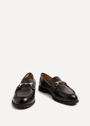 Linzi Maison Brown Faux Croc Patent Leather Loafer