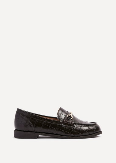 Linzi Maison Brown Faux Croc Patent Leather Loafer