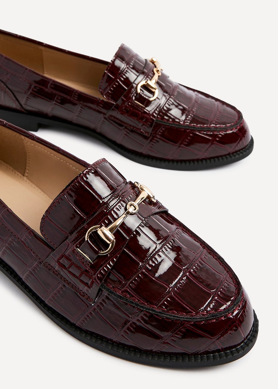 Linzi Maison Burgundy Faux Croc Patent Leather Loafer