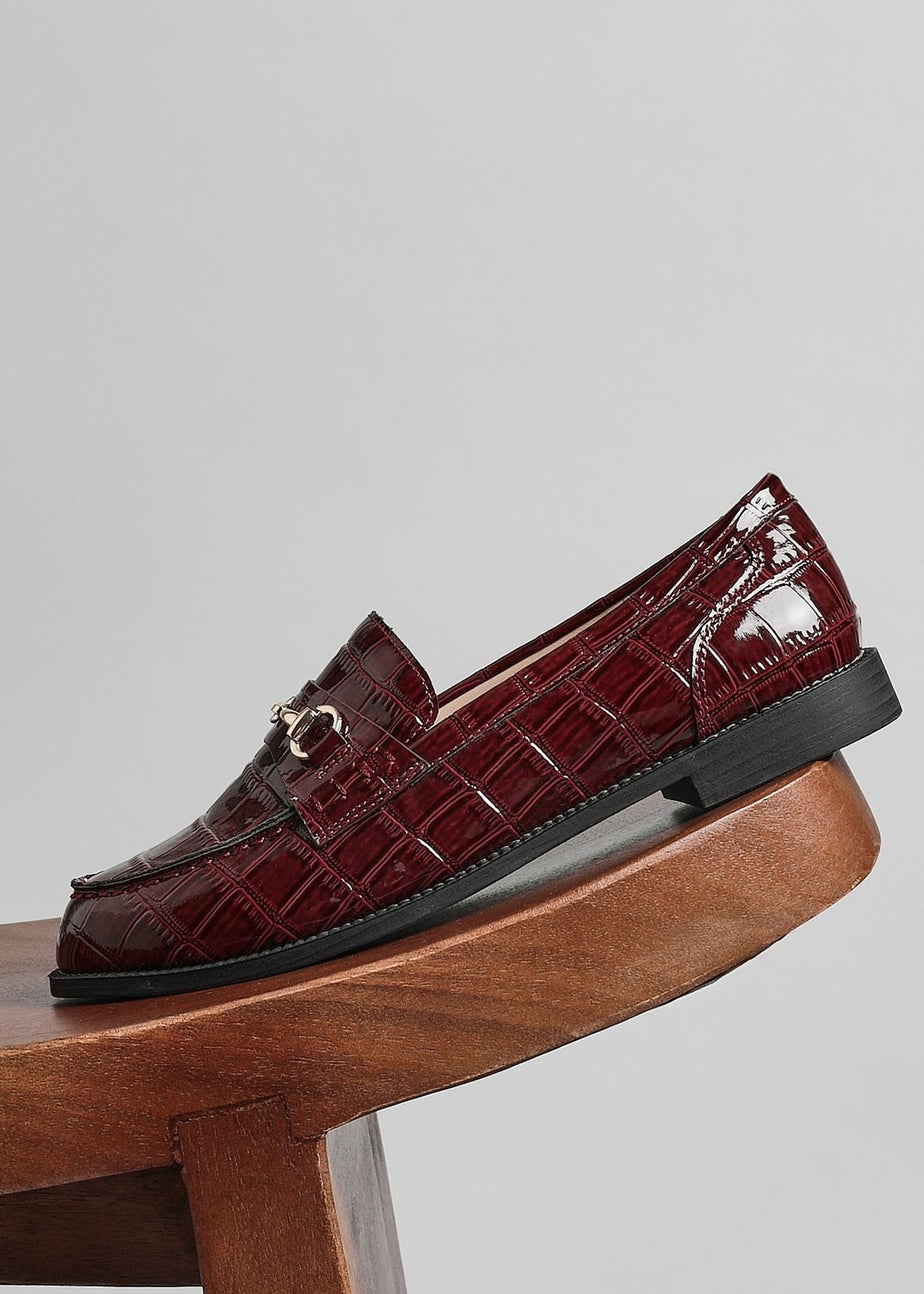 Linzi Maison Burgundy Faux Croc Patent Leather Loafer