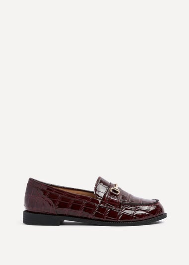 Linzi Maison Burgundy Faux Croc Patent Leather Loafers